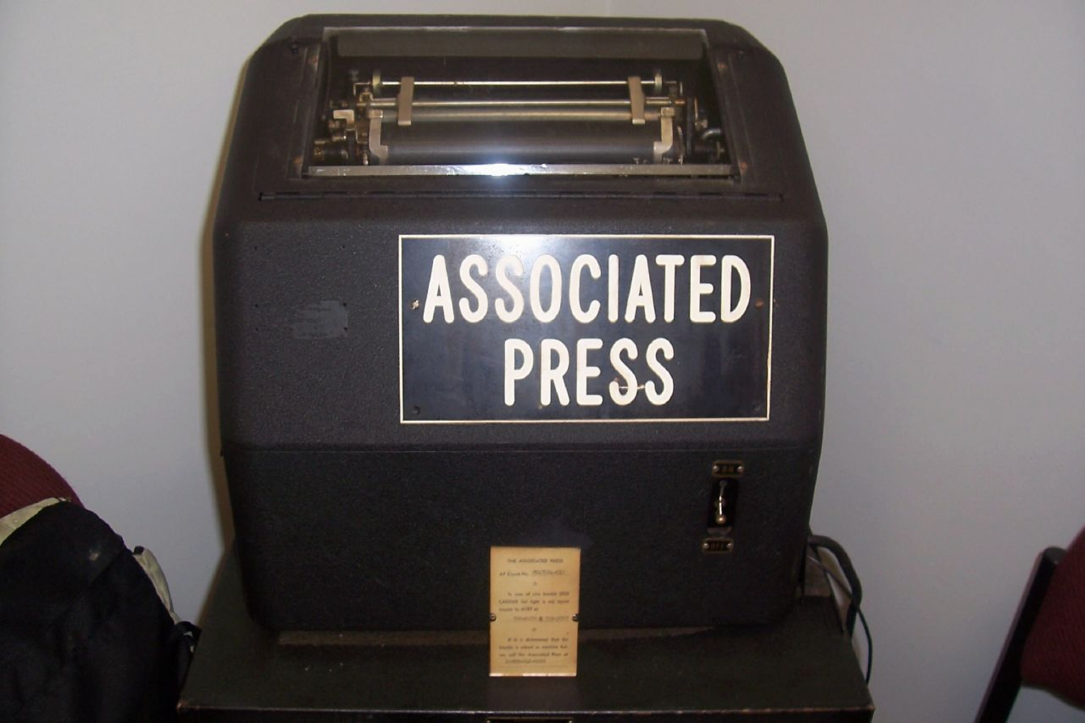 An Associated Press teletype machine, formerly used at WHLA/WLSU in La Crosse, Wisconsin.