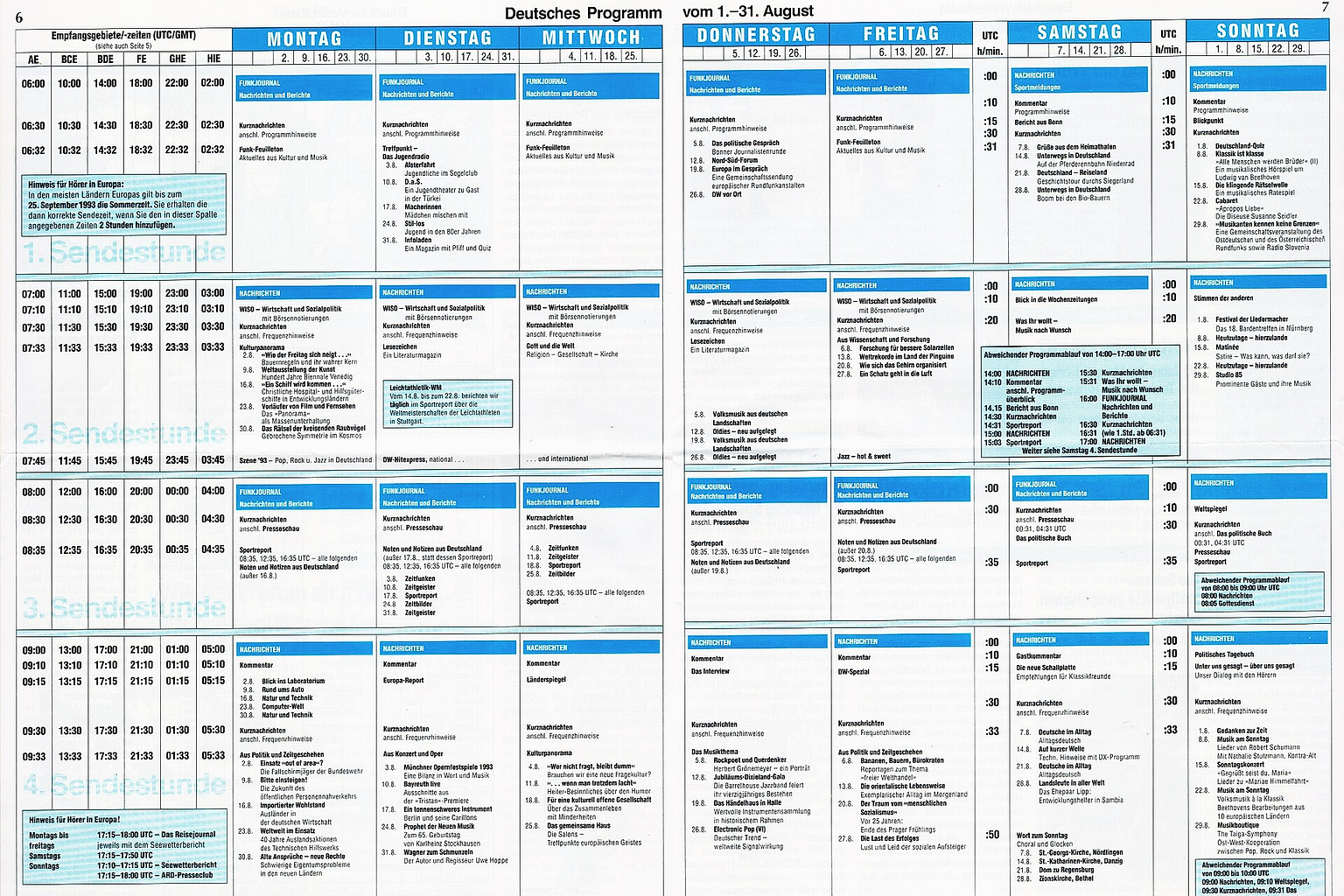 Deutsche Welle - deutsches Programm (August 1993)