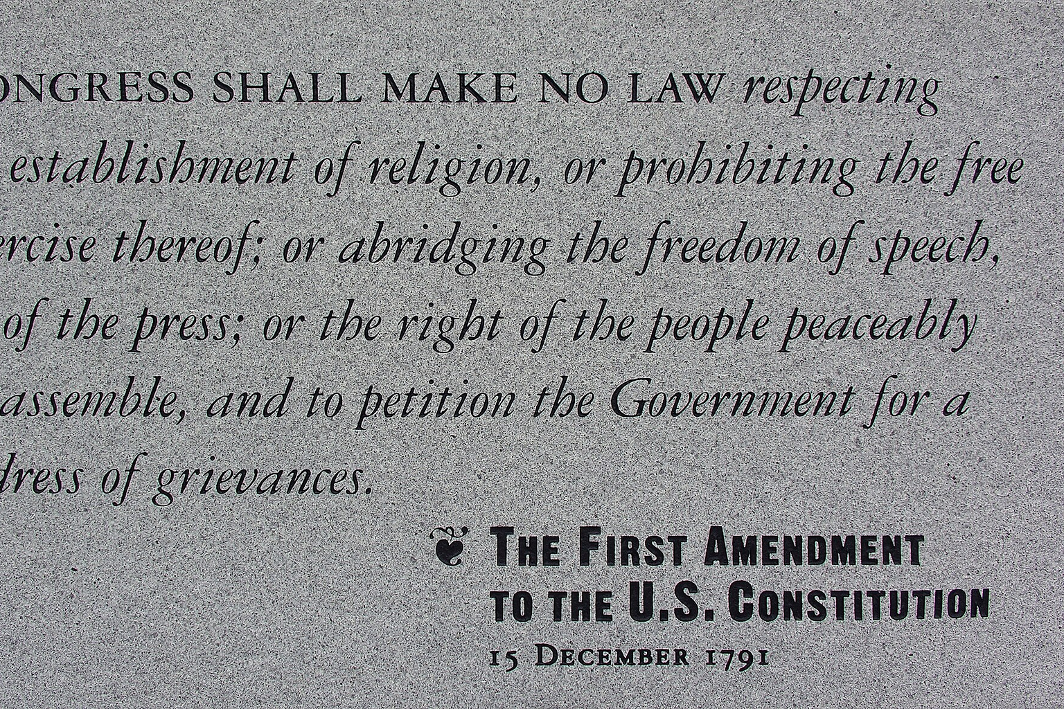 First Amendment in a licensed editorial photograph.