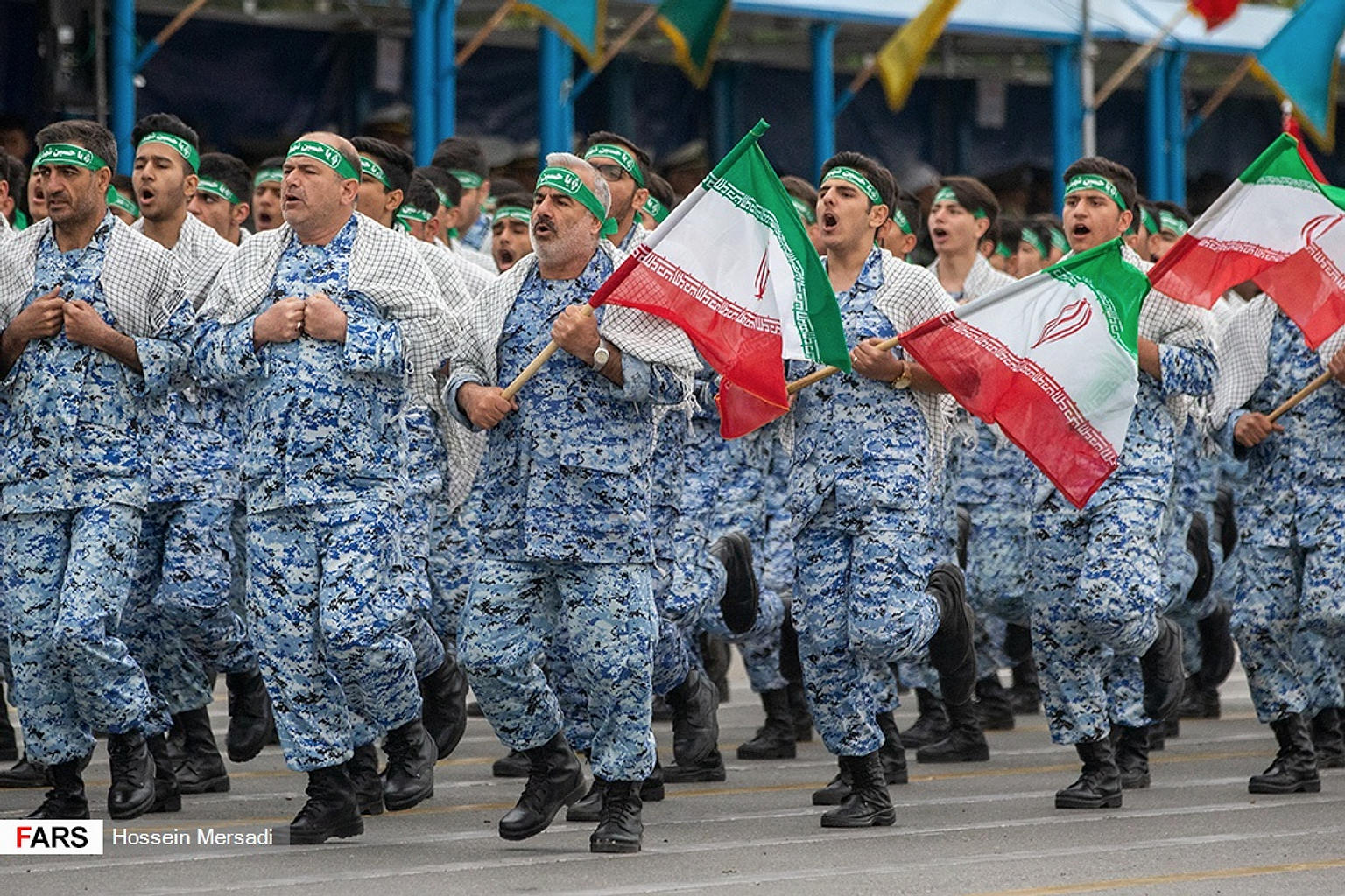 This photo was taken at the Islamic Republic of Iran Army Day parade, 2019, near the mausoleum of Imam Khomeini south of Tehran.