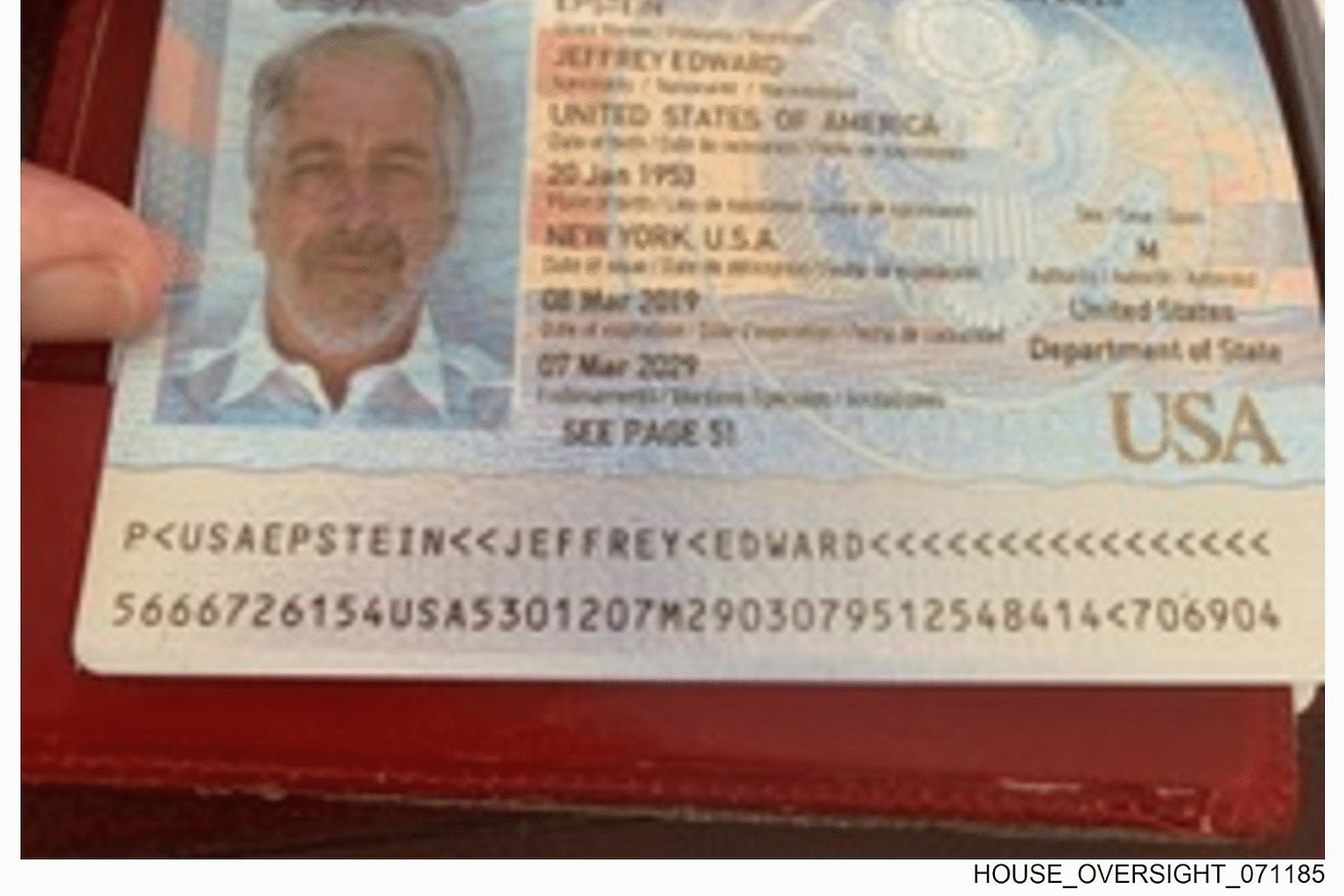Jeffrey Epstein's passport