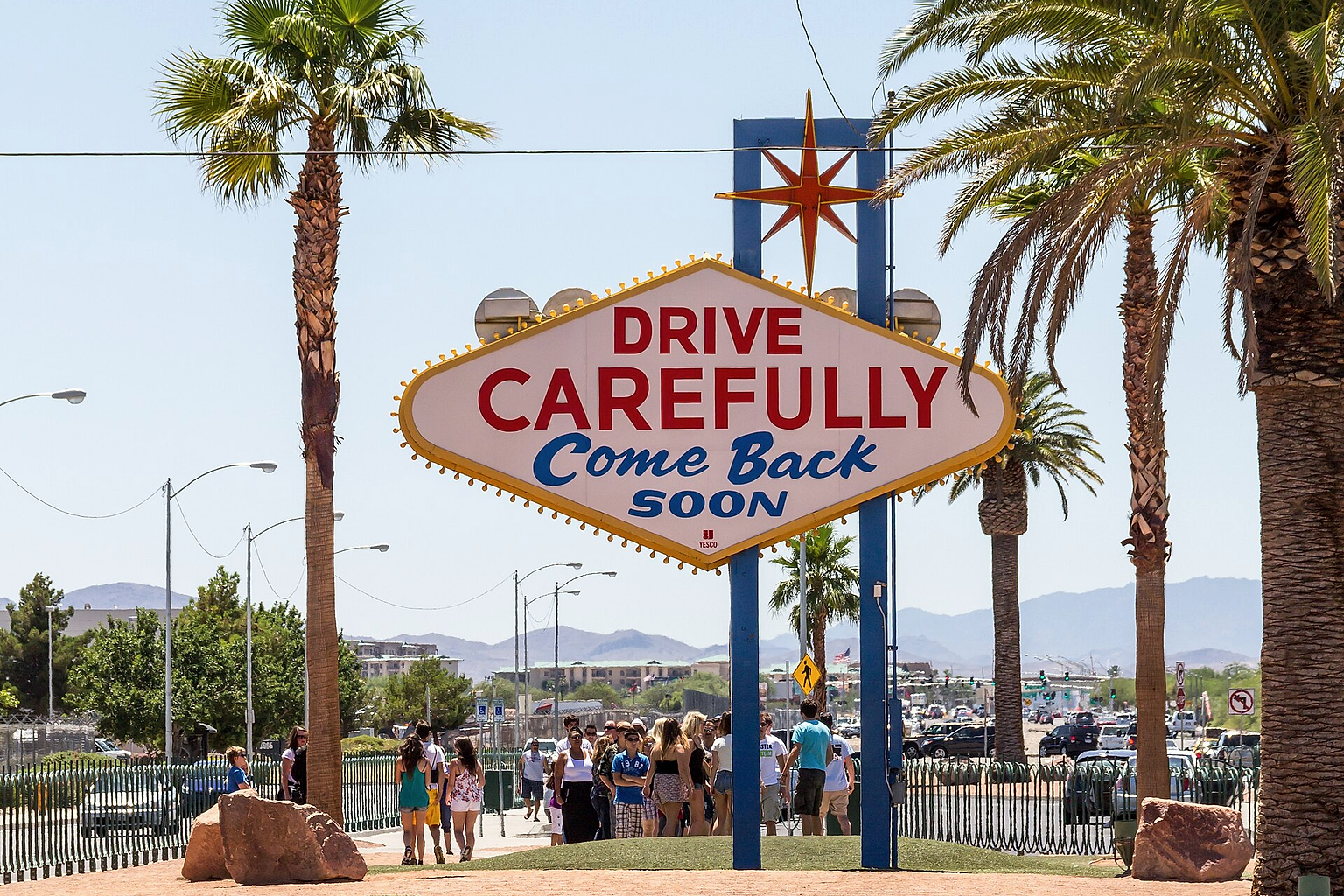 Welcome sign (rear side) for Las Vegas in Paradise, Nevada , USA