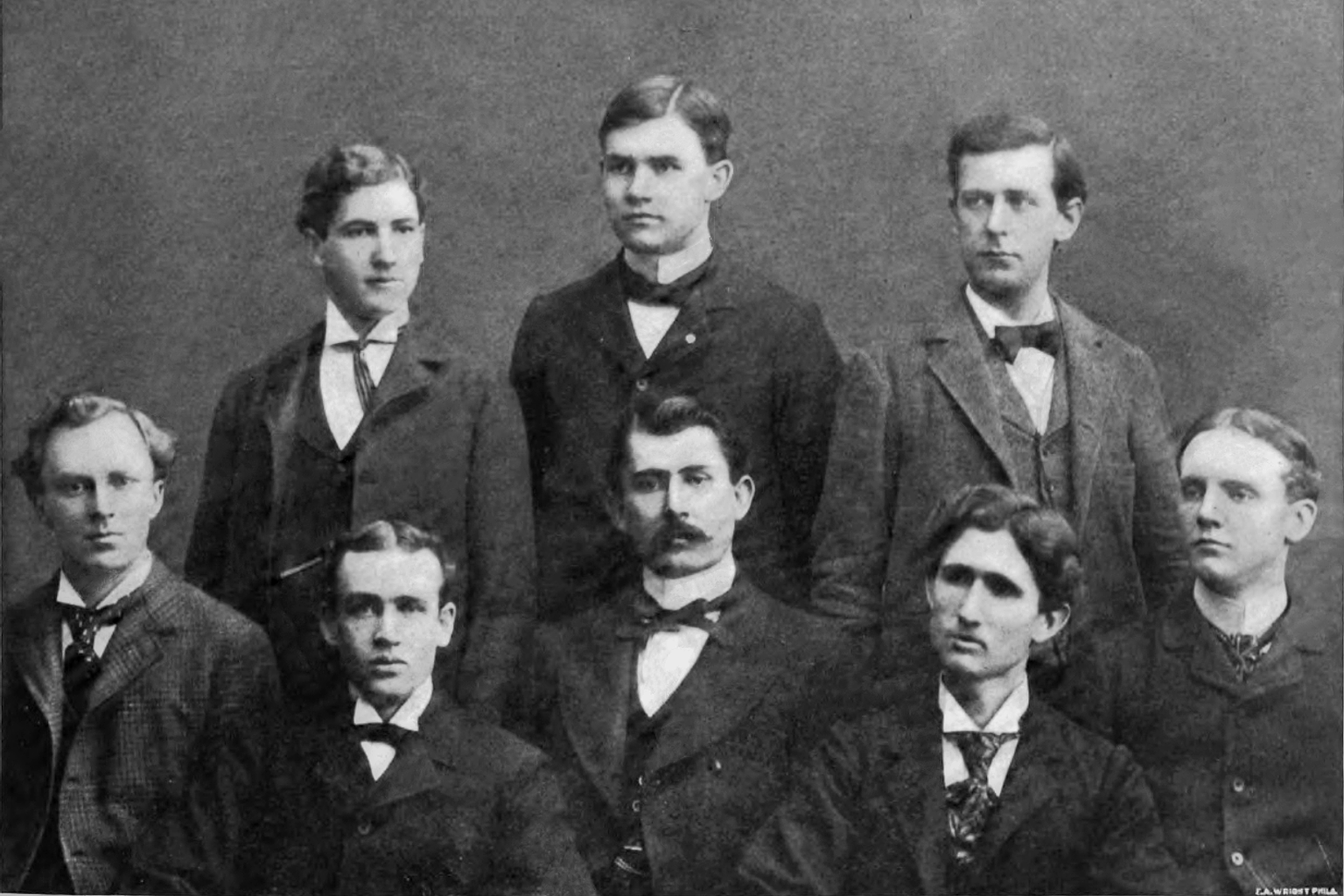 University of Michigan Democratic Club, 1898. The leftmost student in the back row is Arthur J. Lacy.