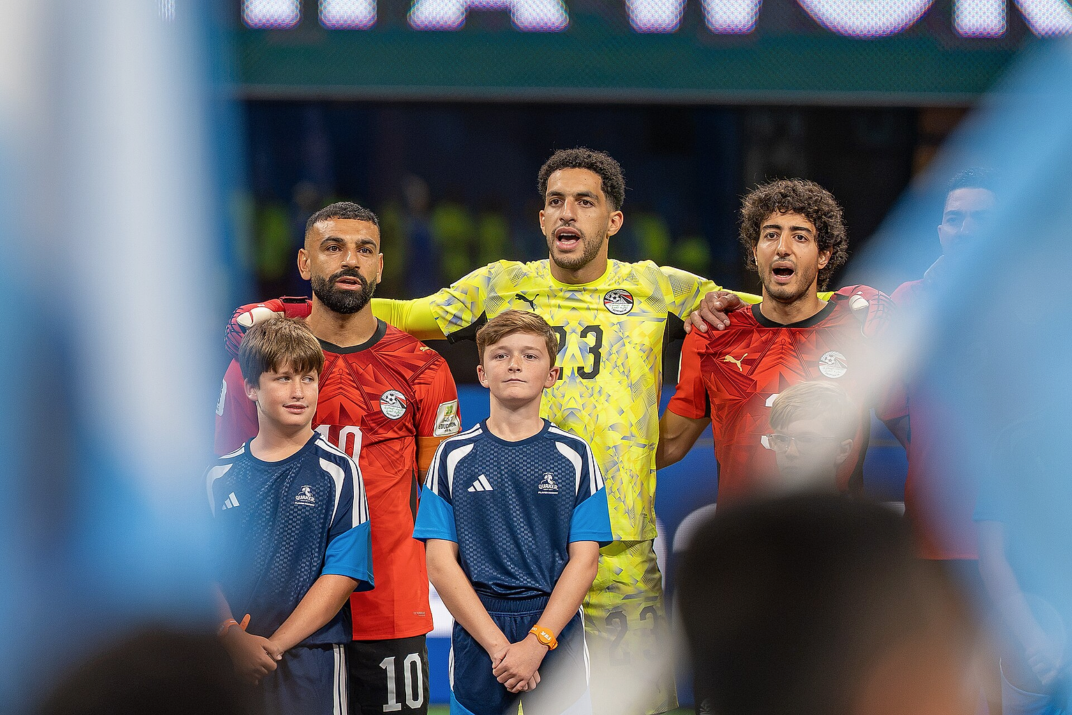 Mohamed Salah Mostafa Shobeir Mohamed Hany during Argentina v Egypt at the 2026 FIFA World Cup