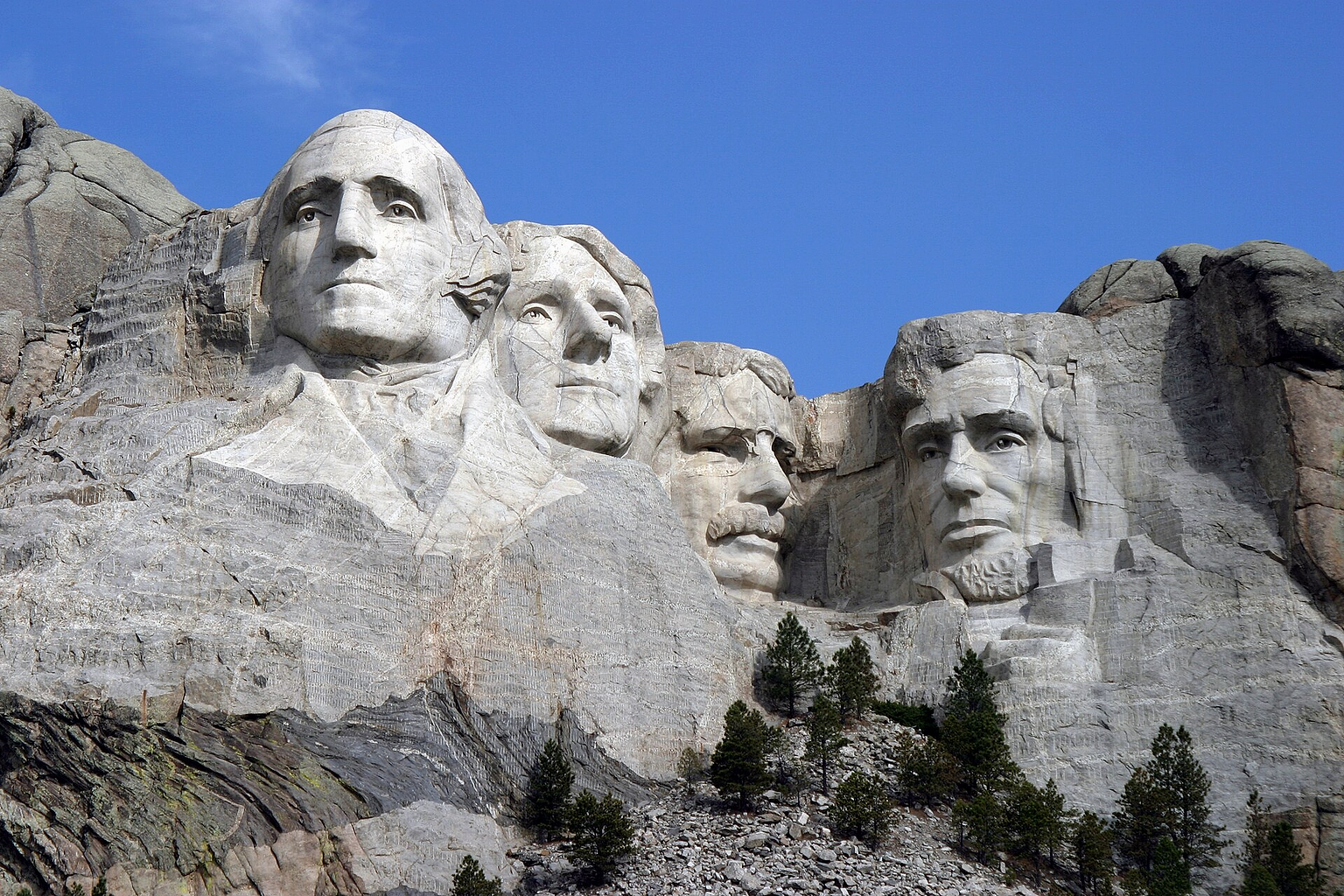 The Mount Rushmore Monument as seen from the viewing plaza.