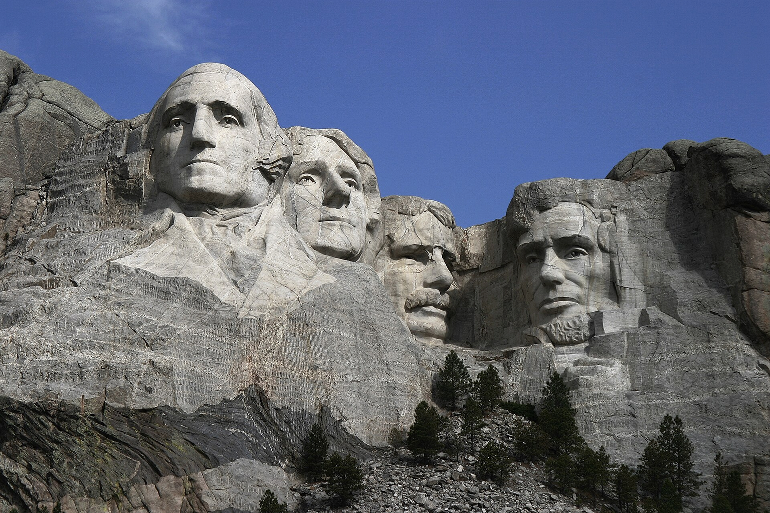 The Mount Rushmore Monument as seen from the viewing plaza.
