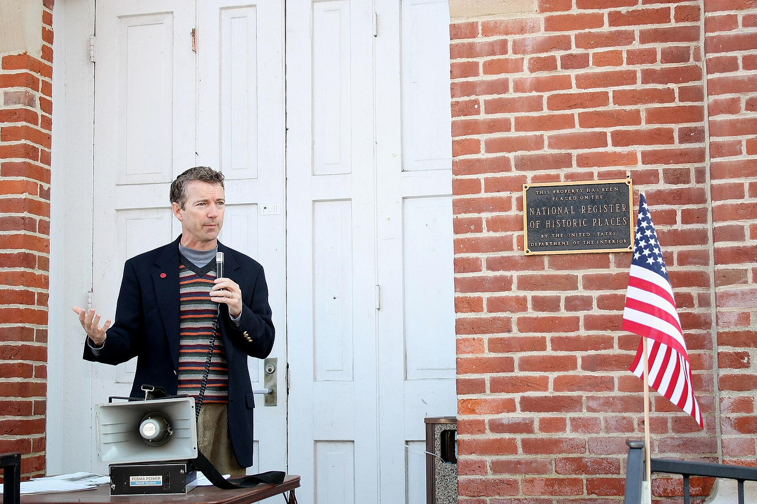 United States Senate candidate Rand Paul , at a town hall meeting in Hawesville , Kentucky .