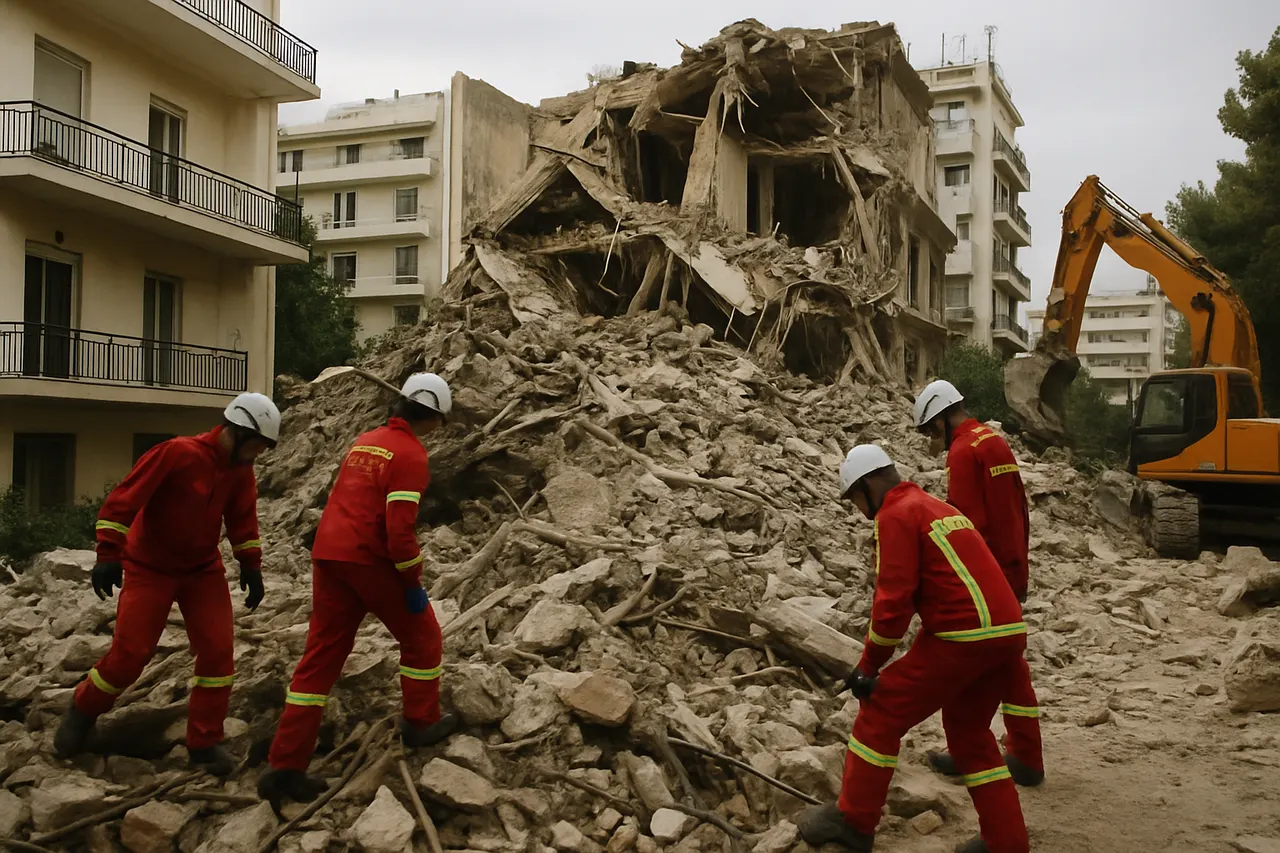 Editorial image for Emergency Crews Search for Survivors After Athens Building Collapse
