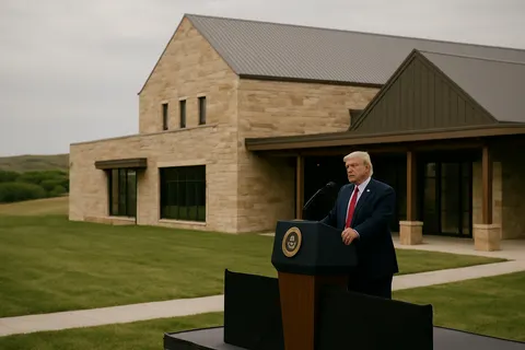 Editorial image for Trump Arrives in North Dakota for Roosevelt Library Dedication, Comments on Hormuz and Communism