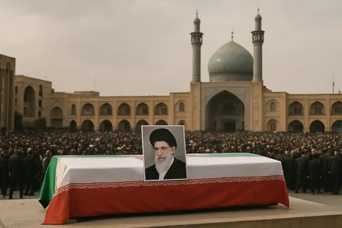 Editorial image for Massive Crowds Gather in Tehran for Funeral Procession of Iran’s Slain Supreme Leader Ali Khamenei