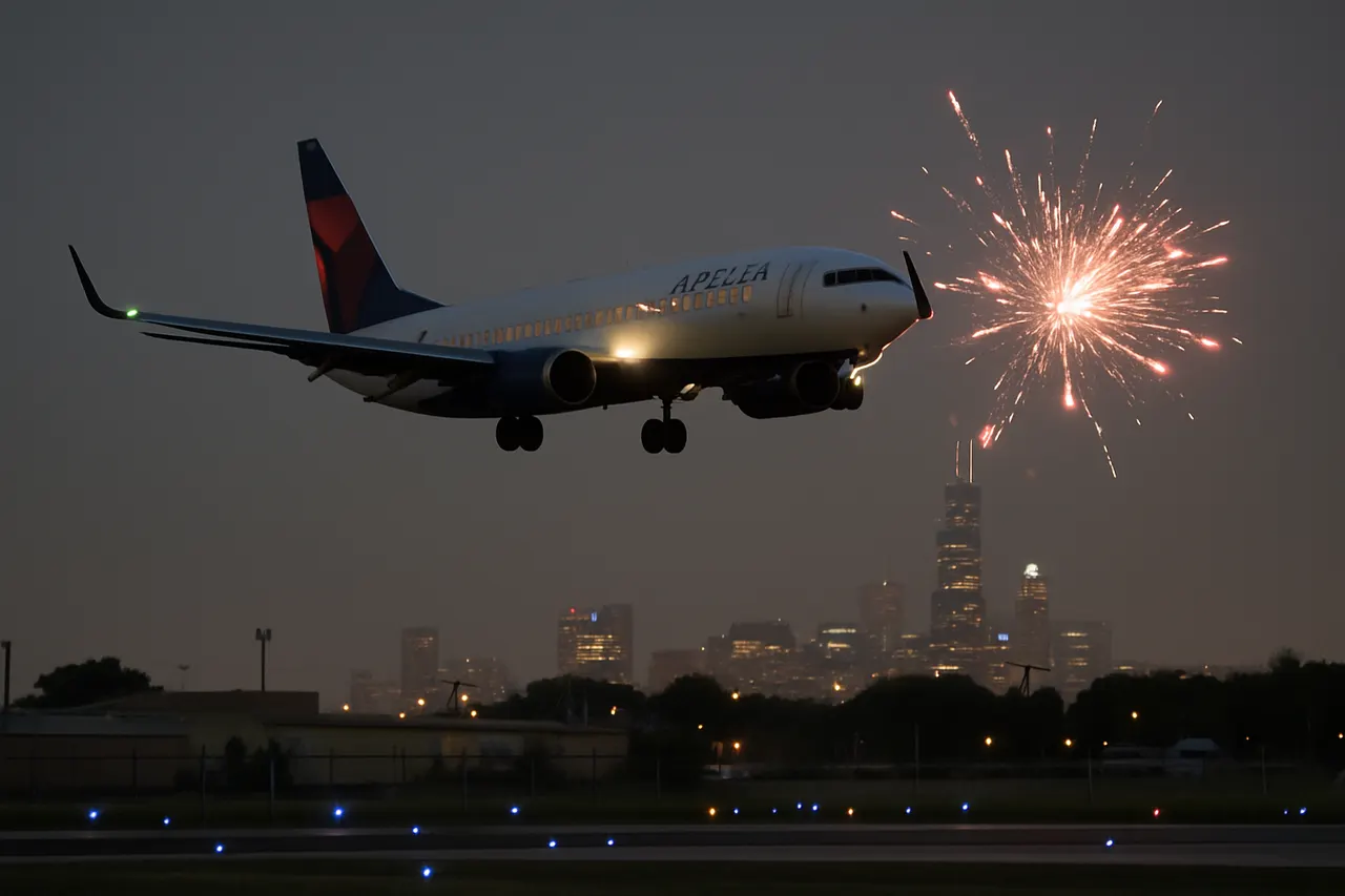 Editorial image for Delta Plane Hit by Firework While Landing in Chicago, No Injuries Reported