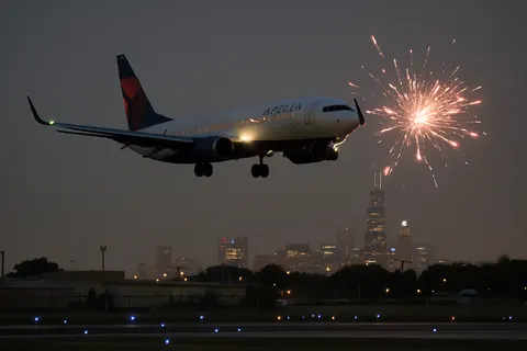 Editorial image for Delta Plane Hit by Firework While Landing in Chicago, No Injuries Reported
