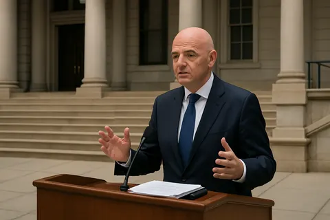 Editorial image for FIFA President Gianni Infantino Addresses Trump Call Over USA World Cup Star Folarin Balogun’s Red Card