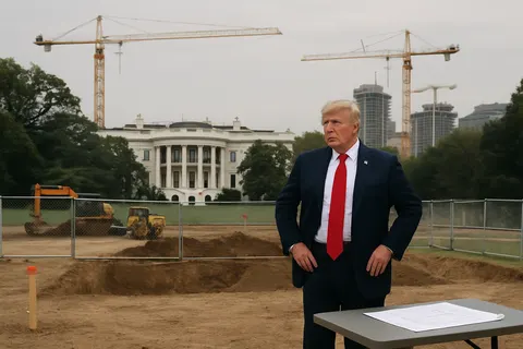 Editorial image for Trump Announces Construction of Granite Helipad on White House Lawn for New Marine One Helicopters
