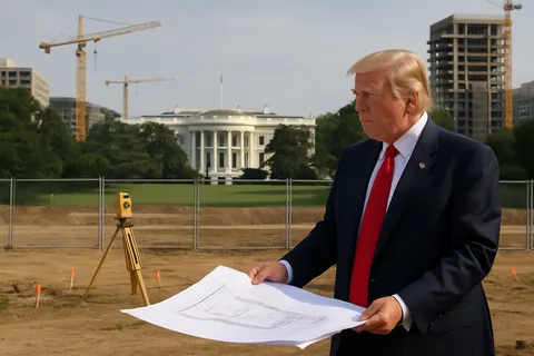 Editorial image for Trump Announces Construction of Granite Helipad on White House Lawn for New Marine One Helicopters