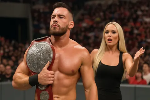 Editorial image for Maxxine Dupri Aids Austin Theory and Bron Breakker in Winning WWE World Tag Team Championship