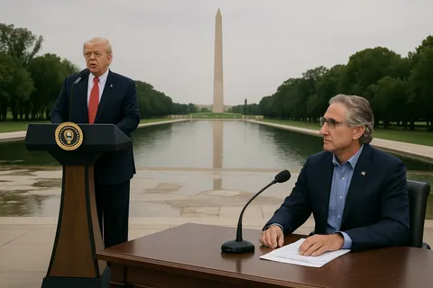 Editorial image for Doug Burgum Says Vandalism of Reflecting Pool Began Early June After Trump Ordered Restoration