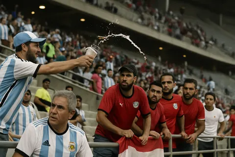 Editorial image for Argentina Fans Throw Beer at Egypt Supporters Following Match