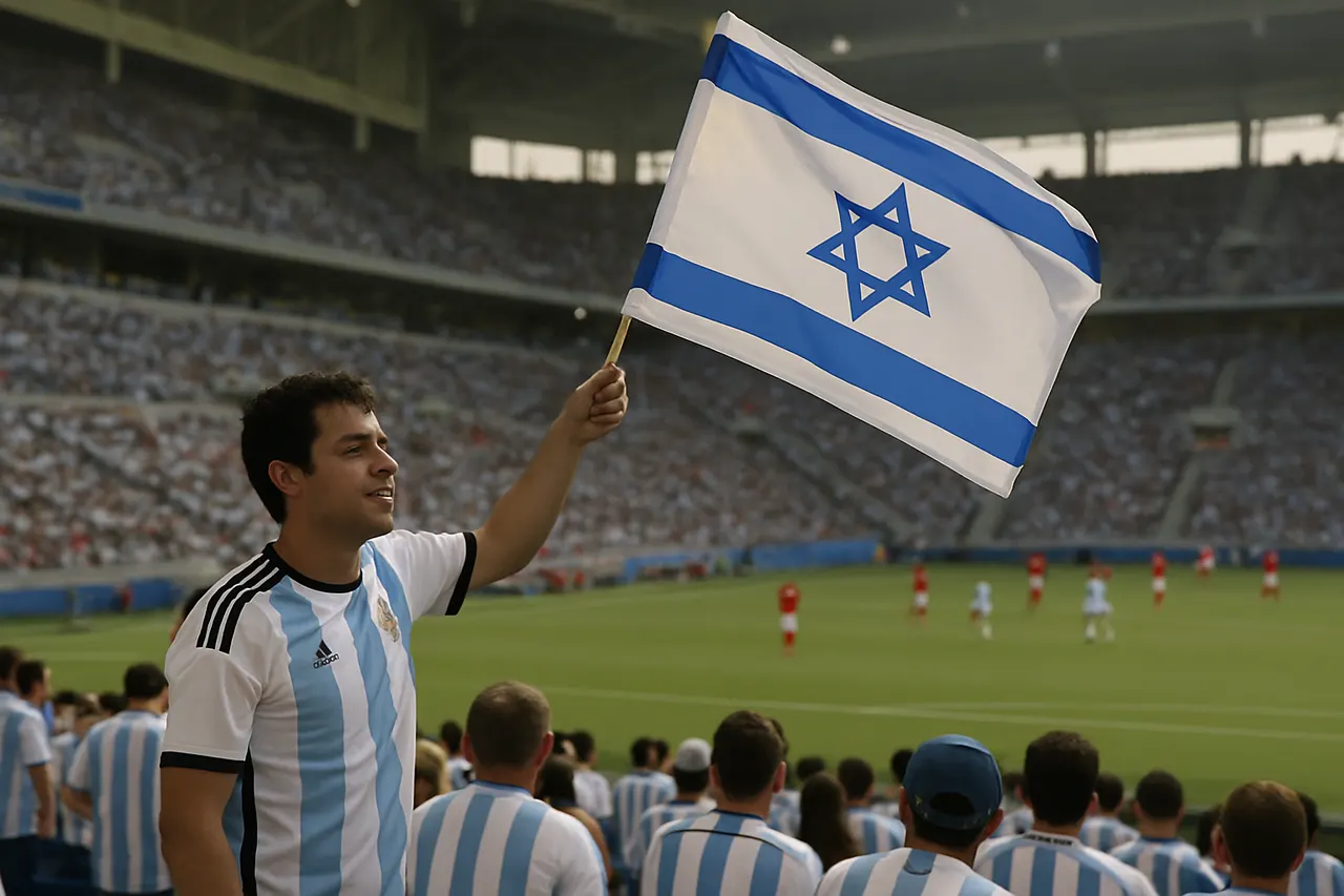 Editorial image for Argentina Fan Waves Israeli Flag During World Cup Round of 16 Match Against Egypt