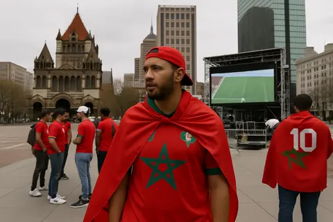 Editorial image for Morocco Fans Take Over Boston Ahead of FIFA World Cup Quarterfinal Against France