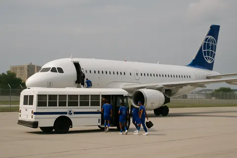 Editorial image for French National Soccer Team Uses ICE Deportation Flights for World Cup Travel