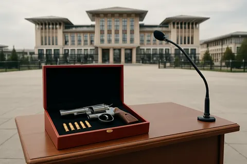 Editorial image for Turkish President Gifts NATO Leaders Revolvers with Ammunition at Ankara Summit