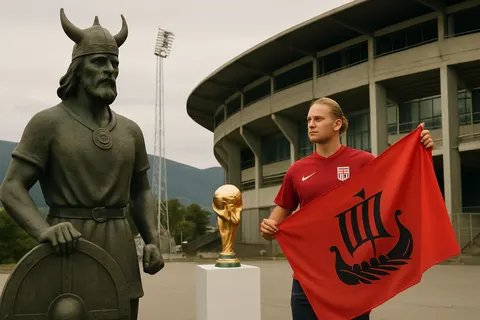 Editorial image for Haaland Mania Sweeps World Cup as Norway Backs Its Viking Hero
