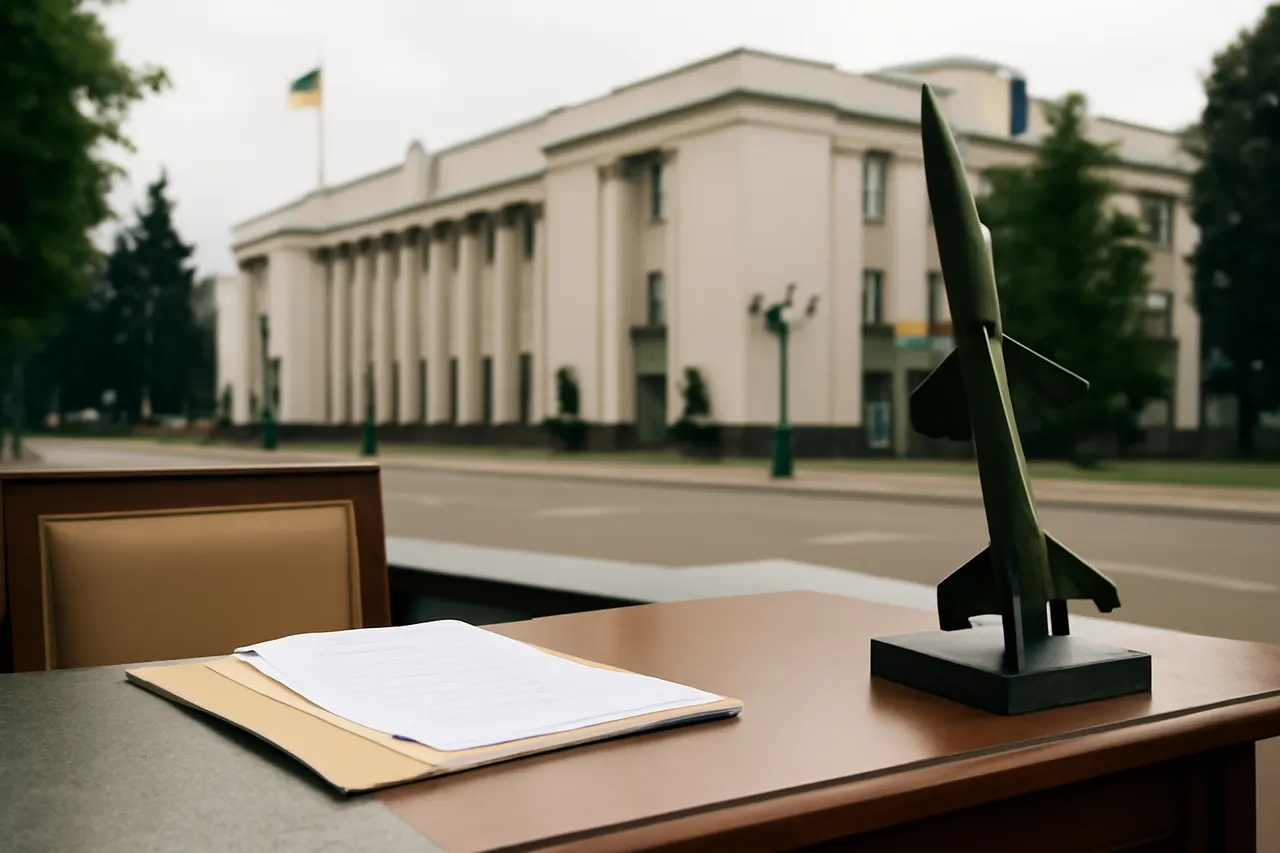 Grounded editorial scene illustrating Kyiv aims to domestically produce Patriot missile interceptors as Russian strikes continue to deplete Ukraine’s defenses.