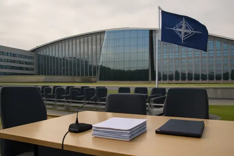 Grounded editorial scene illustrating The 2026 NATO meeting in Türkiye highlighted a reorganization of the geopolitical landscape, increased European military spending, and evolving discussions on Ukraine's integration with the alliance.