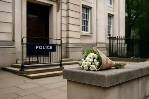 Grounded editorial scene illustrating UK police have released a 26-year-old man previously arrested on suspicion of murdering former Conservative MP Ann Widdecombe, as the investigation continues.