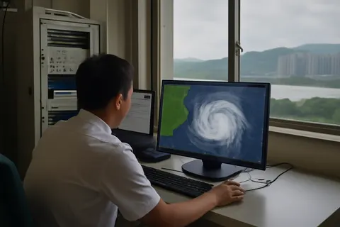 Grounded editorial scene illustrating Following the departure of Typhoon Bavi from Taiwan, China is bracing for the storm's potential impact.