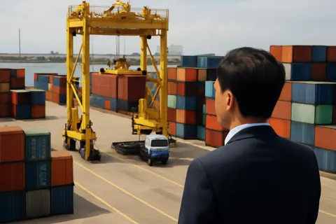 General business and trade setting with a clear real-world economic focal point.