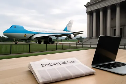 Grounded editorial scene illustrating Federal agents have compelled testimony from journalists regarding their reporting on a plane gifted to Trump by Qatar.