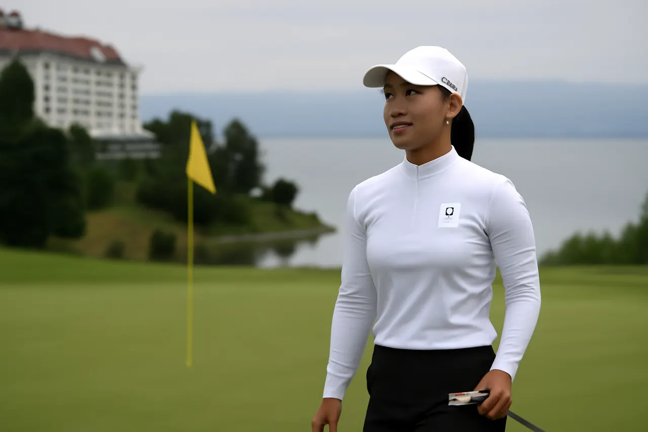 Grounded editorial scene illustrating South Korean golfer Haeran Ryu recorded the lowest round in LPGA major history during the third round of the 2026 Evian Championship, holding a three-stroke lead.