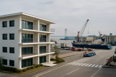 General business and trade setting with a clear real-world economic focal point.