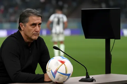 Grounded editorial scene illustrating Switzerland's World Cup campaign ended in controversy after Breel Embolo was sent off for simulation, a decision Swiss coach Murat Yakin called 'unacceptable'.