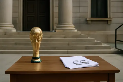 Grounded editorial scene illustrating Mariano Rajoy faces backlash after claiming the French national football team has 'no French players' ahead of the 2026 World Cup semifinal against Spain.
