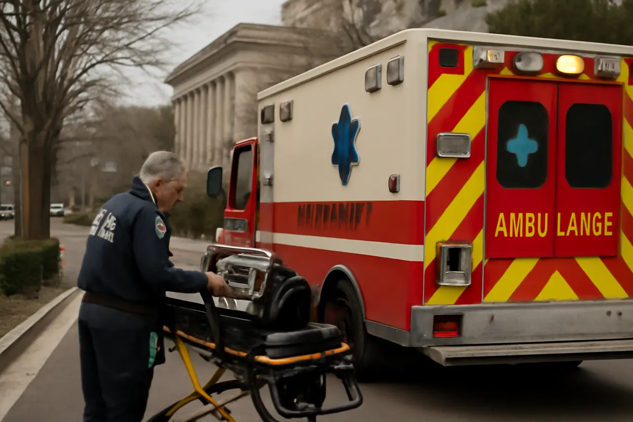 Grounded editorial scene illustrating First responders were dispatched to Senator Lindsey Graham's Washington, D.C. home for a reported cardiac arrest Saturday night, prior to the announcement of his death following a brief illness.