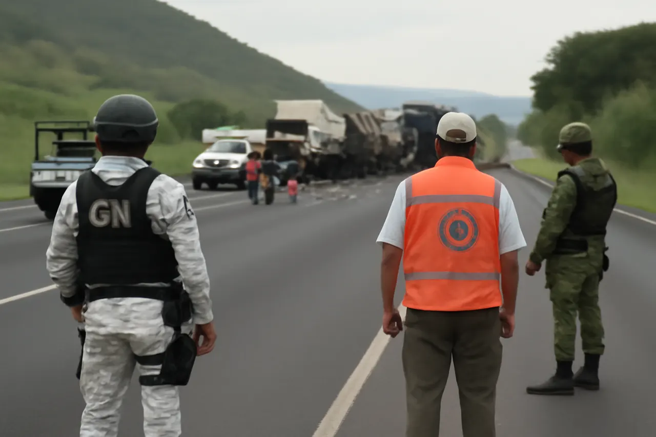 Grounded editorial scene illustrating A chain-reaction crash involving multiple tractor-trailers in western Mexico resulted in at least 10 deaths and injured about 10 others, including four Americans who were hospitalized with minor injuries.