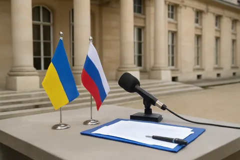 Grounded editorial scene illustrating Over 25 leaders join Ukrainian President Volodymyr Zelensky in Paris to enhance air and missile defense cooperation amid ongoing Russian missile attacks.