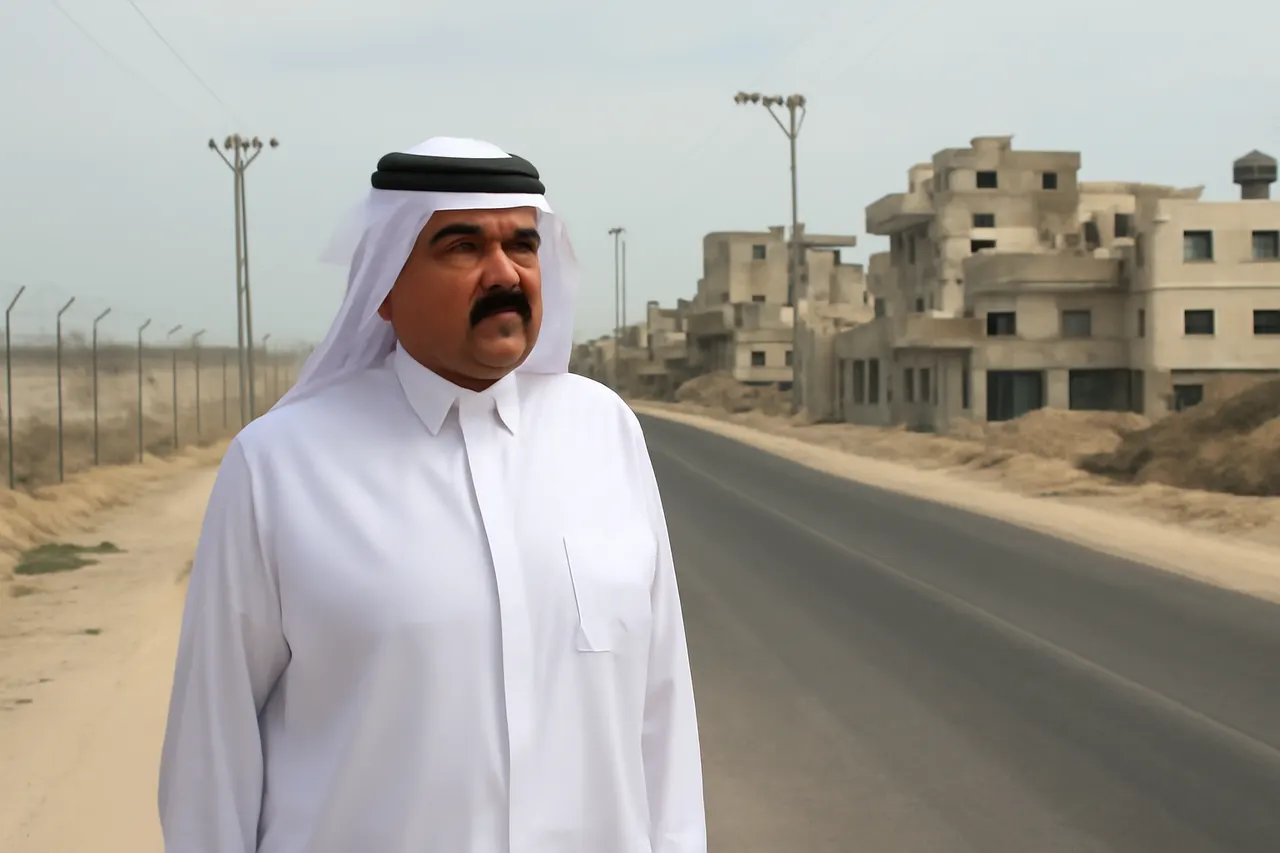 Grounded editorial scene illustrating Sheikh Hamad bin Khalifa Al Thani is remembered for his unwavering solidarity with the Palestinian people, notably as the first Arab leader to visit Gaza during its blockade.