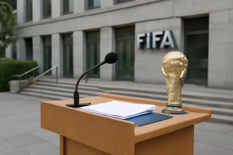 Grounded editorial scene illustrating FIFA President Gianni Infantino confirms the possibility of increasing the men's World Cup to 64 teams for the 2030 tournament, with the proposal set for review after the 2026 event.
