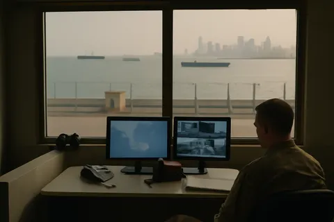 Grounded editorial scene illustrating As U.S. forces strike Iranian targets near the Strait of Hormuz, diplomatic and strategic challenges persist with no easy solutions.