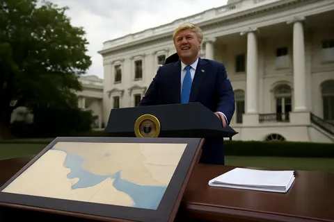 Grounded editorial scene illustrating On July 13, 2026, President Donald Trump announced that the United States intends to take control of the strategic Strait of Hormuz, citing Iran's violation of an agreement.