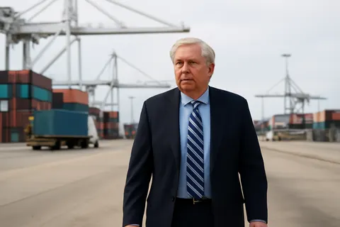 General business and trade setting with a clear real-world economic focal point.