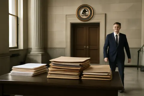 Grounded editorial scene illustrating Pentagon chief Pete Hegseth announced a new task force with the Department of Justice aimed at identifying and prosecuting officials who leak sensitive information to the media.