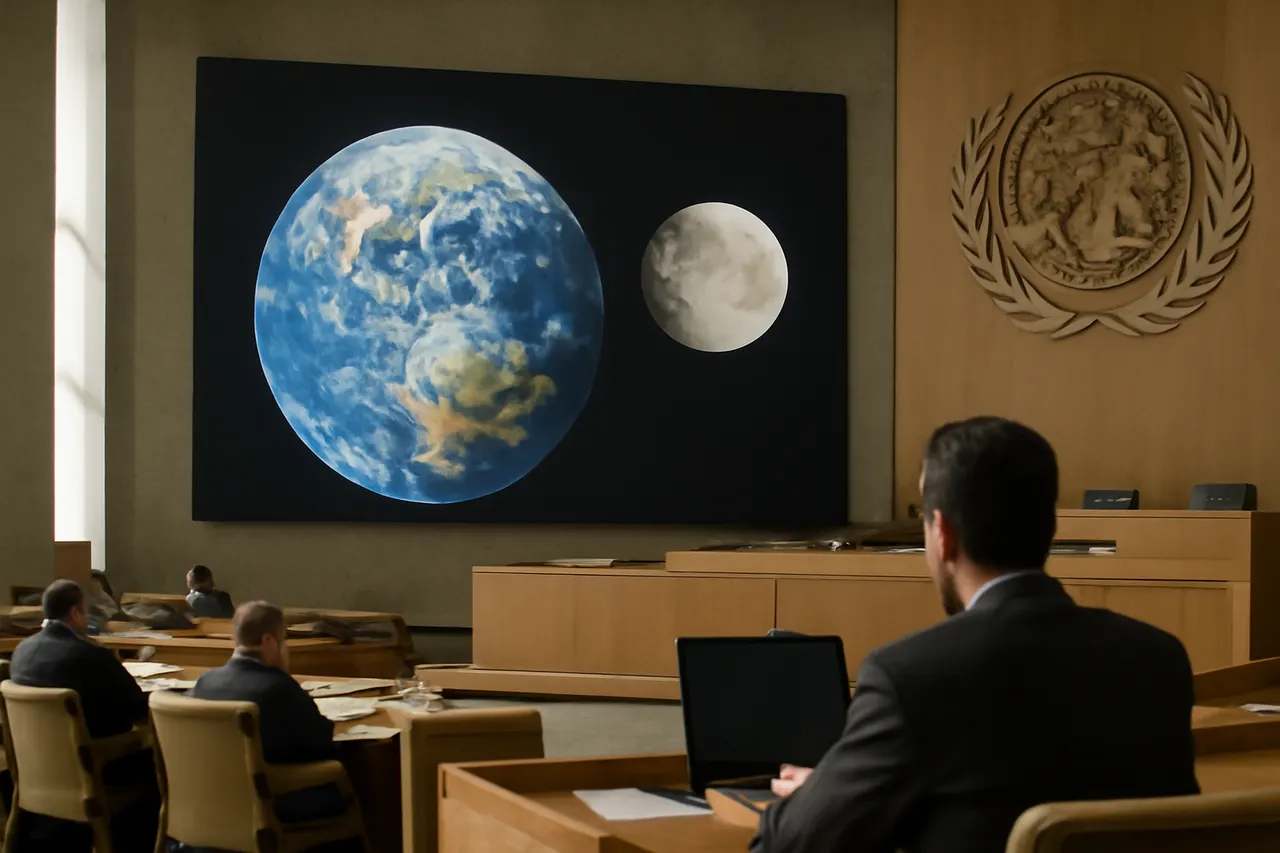 Grounded editorial scene illustrating On International Moon Day, the United Nations highlights the environmental challenges of renewed Moon missions and calls for early sustainability measures in space programs.