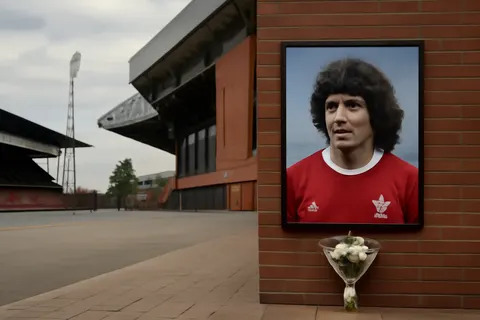 Grounded editorial scene illustrating Kevin Keegan, a celebrated English striker and manager known for his achievements with Liverpool and Hamburg, passed away after battling cancer.