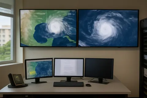Grounded editorial scene illustrating Bertha, located south of Panama City, Florida, poses risks of heavy rain and coastal flooding, while Hurricane Fausto develops far from land in the Pacific.
