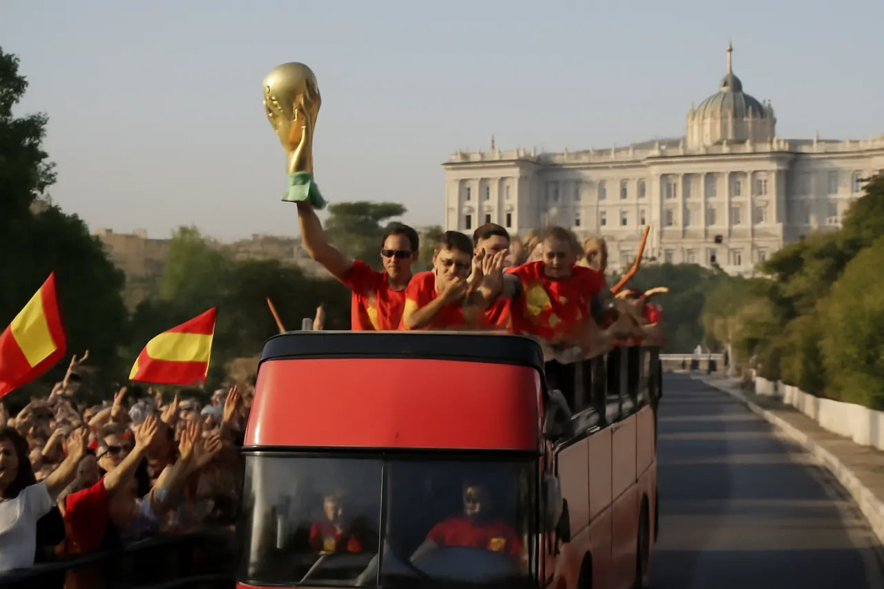 Grounded editorial scene illustrating Following their 1-0 win against Argentina, Spain's World Cup champions were celebrated with emotional moments on the field and a hero's welcome at home.